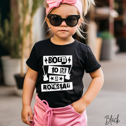 Born to Be A Rock Star Tee - GingerTots - Bella Canvas Toddler - 2T - White -