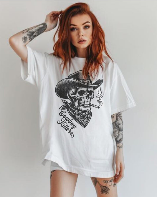 Cowboy Killers TShirt for Women - GingerTots - Comfort Colors Shirt - S - Black - White