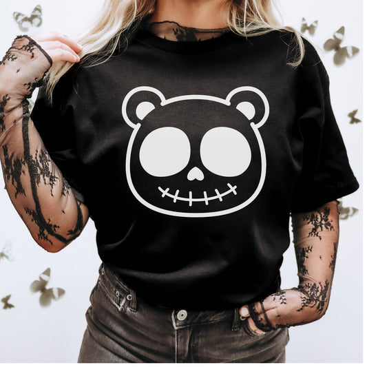 Emo Teddy Bear Tee - GingerTots - Comfort Colors Shirt - S - Black -