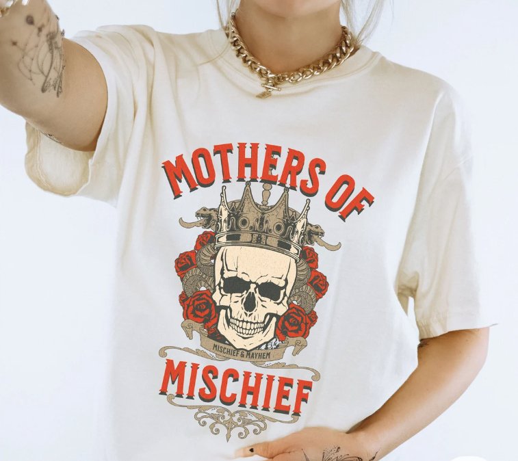 Mothers of Mischief Tee - GingerTots - Comfort Colors Shirt - S - Ivory -