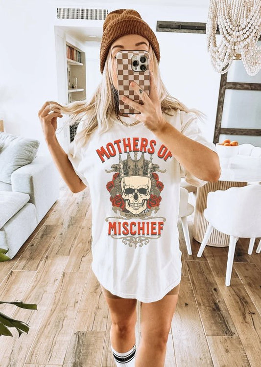 Mothers of Mischief Tee - GingerTots - Comfort Colors Shirt - S - White -