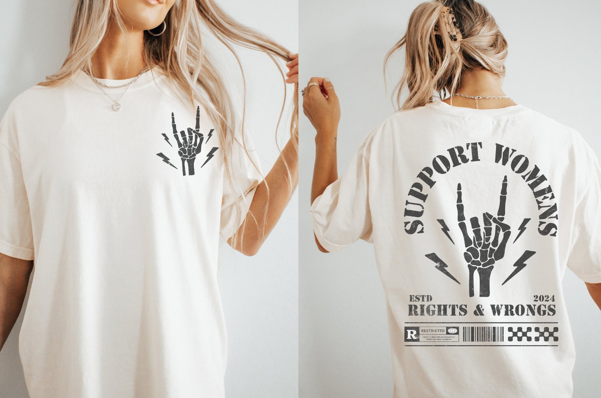 Support Womens Rights and Wrongs Tee - GingerTots - Comfort Colors Shirt - S - Ivory -